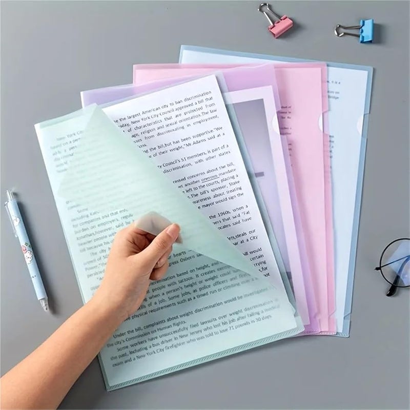 Pink Clear Folders 40pcs Acrylic L Shaped File Envelopes For A4 Documents Sturdy Office Organization - Image 5